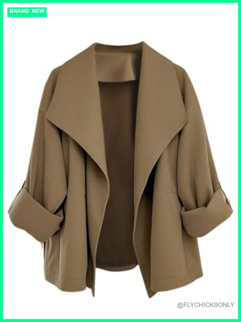 Plus Size Cropped Trench Coat Lightweight Open Front Fall Jacket